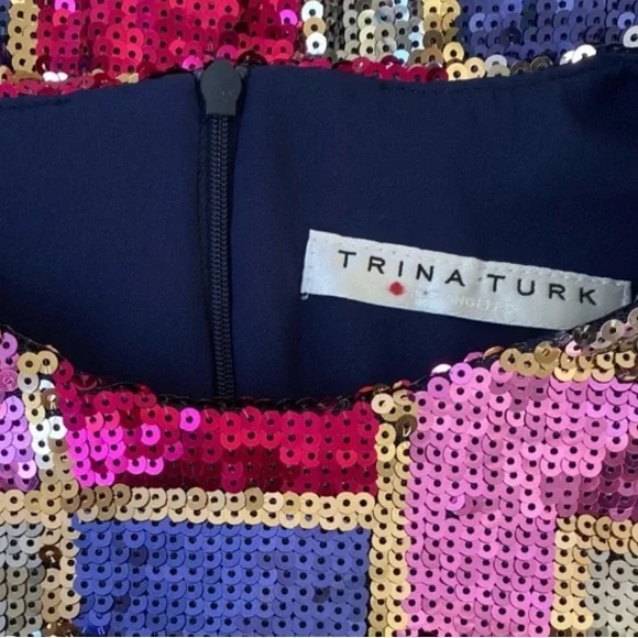Trina Turk Sequin Mosaic Mini Dress Holiday / NYE Stunner, Size 4 NWOT Sample - Picture 2 of 9